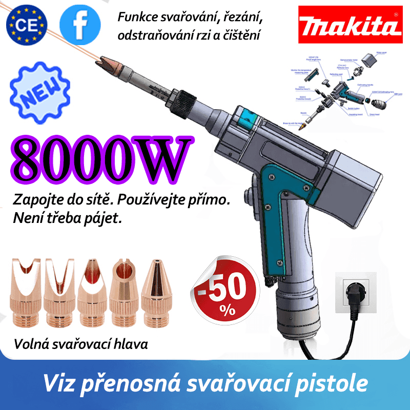 4v1 přenosná laserová svařovací pistole | svařování + řezání + čištění + odstraňování rzi