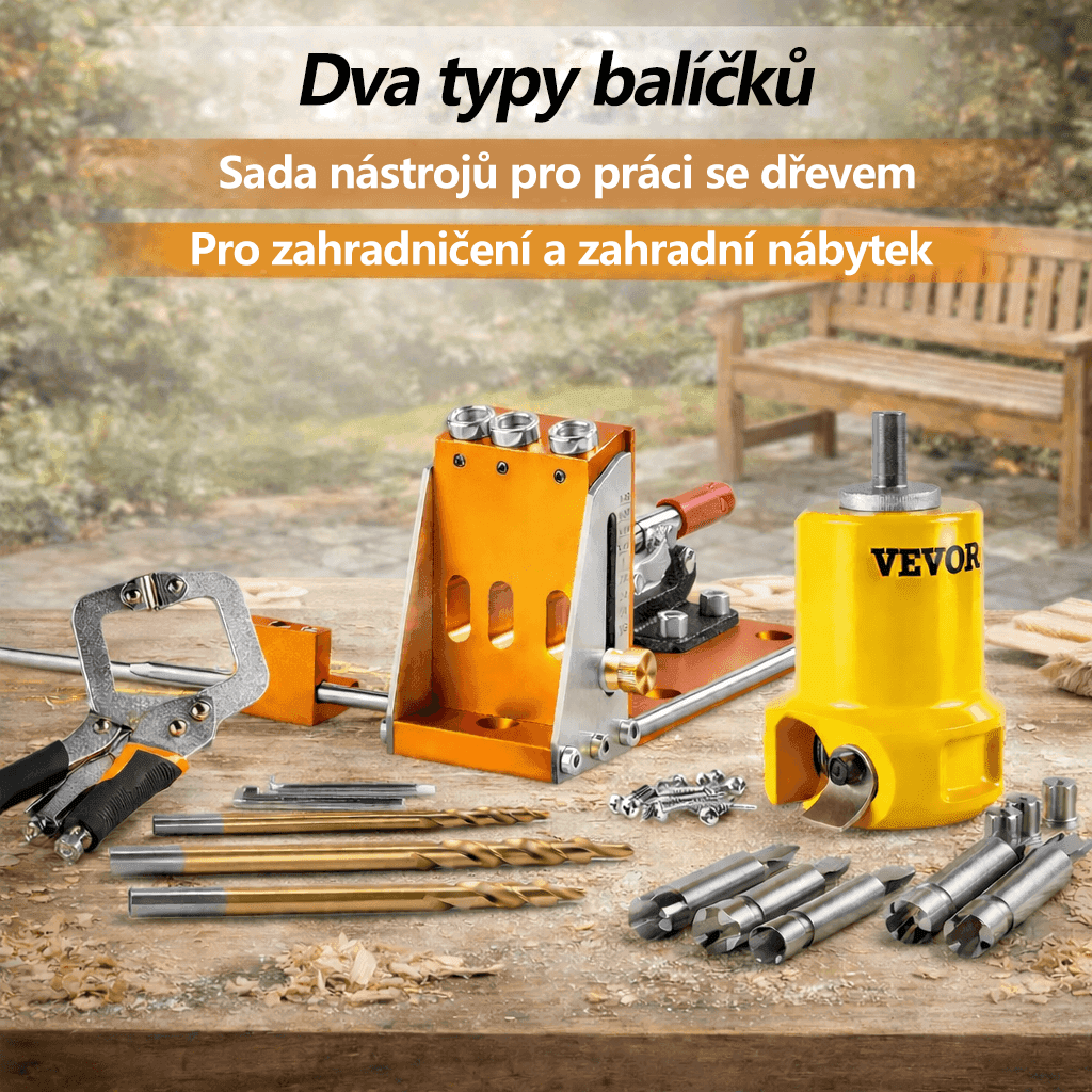 Sada nářadí pro montáž nábytku VEVOR, fréza na kolíky, upínací systém pro šikmé otvory