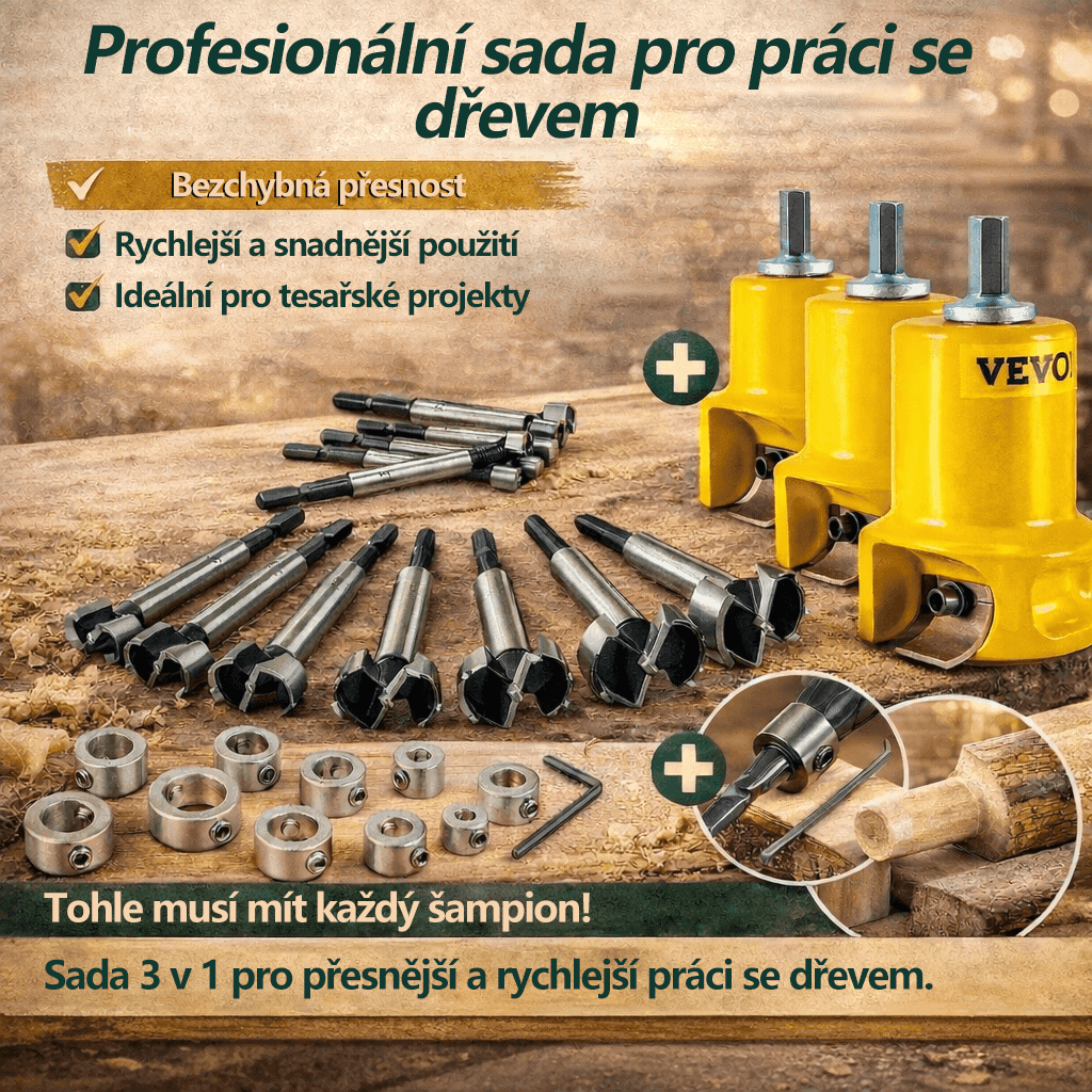 Sada nářadí pro montáž nábytku VEVOR, fréza na kolíky, upínací systém pro šikmé otvory